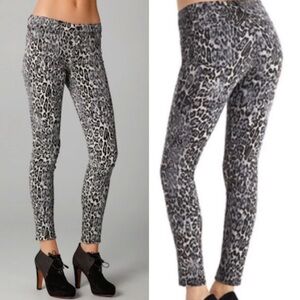 J Brand Gray Snow Leopard Print Skinny Pants